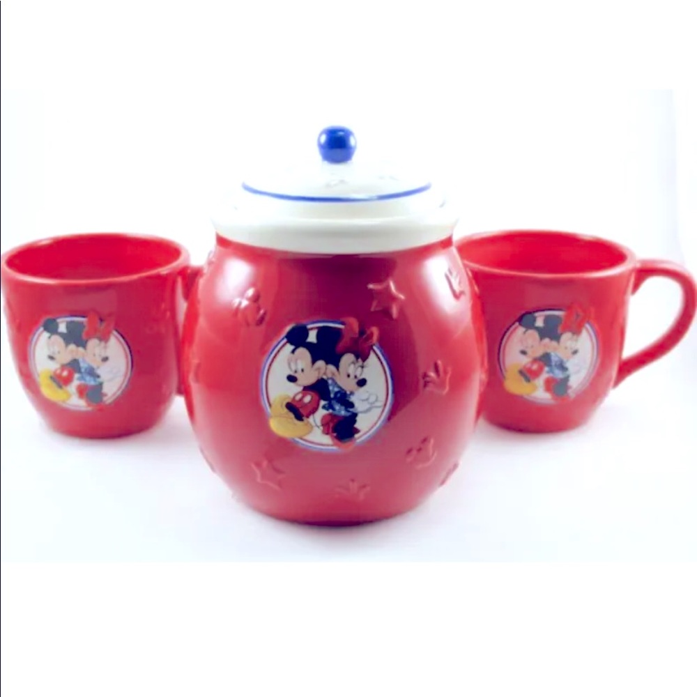 Hallmark Disney Mickey Mouse & Minnie Mouse Cookie Snack Jar and 2 Mugs